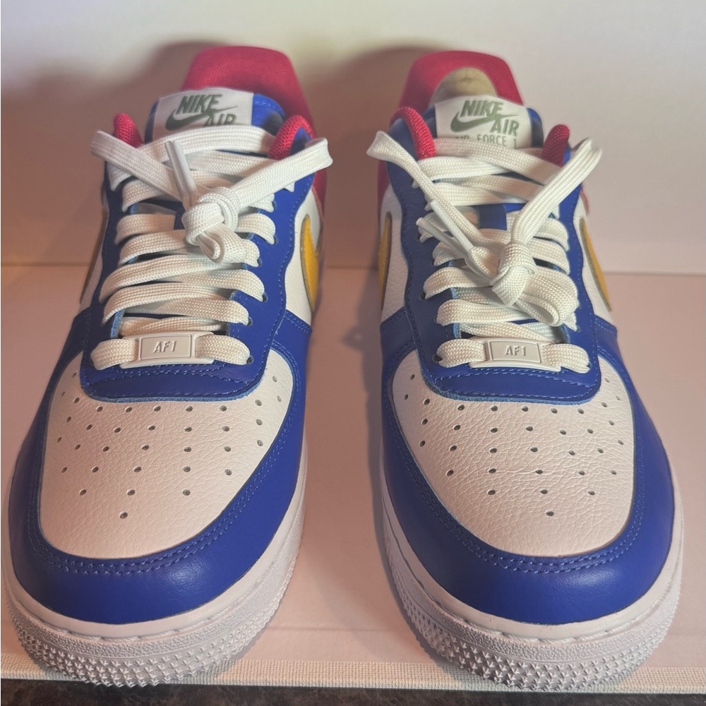 Nike Low-Top Sneakers — White, Blue, Yellow & Pink